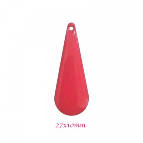 2 sequins émailles laiton longue goutte framboise  27x10mm
