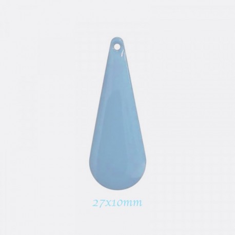 2 sequins émailles laiton longue goutte bleu pâle  27x10mm