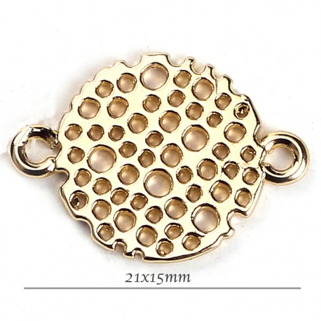 connetcuer nid d'abeille rond x6 doré 21x15mm