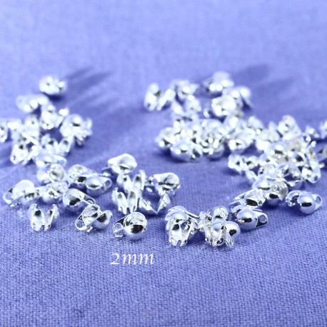 30 cache noeuds métal argenté clair  pour chaine bille 3mm