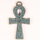 2 breloques croix Egyptienne patine  vert de gris 37x21mm