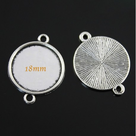 support cabochon connecteur x6  argenté 18mm