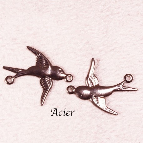 10 mini hirondelle estampe acier inoxydable 20x17mm
