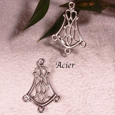 10 mini chandeliers estampe acier inoxydable 20x13mm