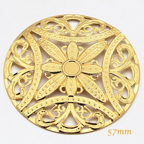 Estampe doré ronde filigrane fleur boheme 57mm