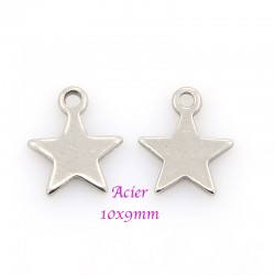 breloque étoiles x10 acier inoxydable 8mm