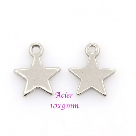 breloque étoiles x10 acier inoxydable 8mm