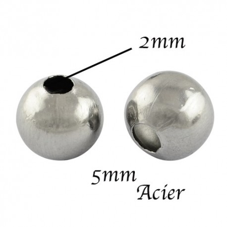 perle intercalaire 5mm acier inoxydable 316L x40