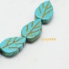 10 perles feuille turquoise howlite bleu 14x9mm
