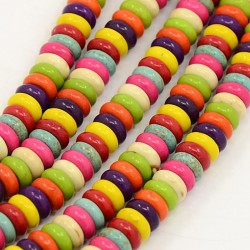 20 perles multicolore howlite rondelle 8x3mm