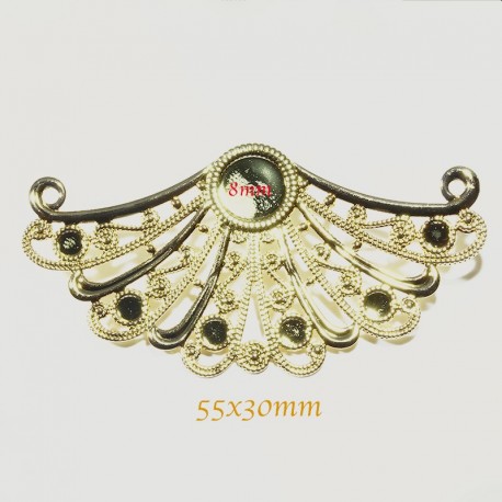 Pendentif estampe éventail laiton or x2  diametre 55x30mm
