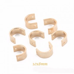 connecteur x 6  laiton plaque or demi lune 10x8mm