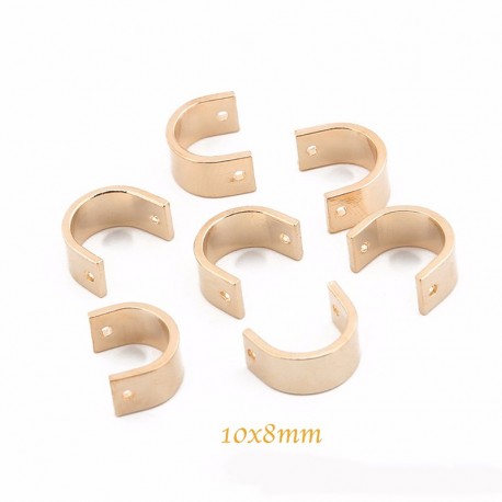 connecteur x 6  laiton plaque or demi lune 10x8mm