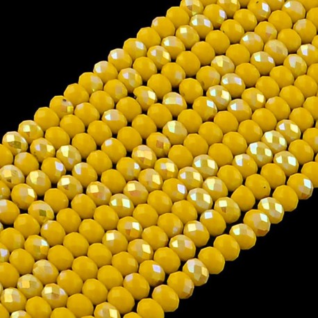8MM- 20 perles rondelles  verre facettée abaccus jaune  8 mm