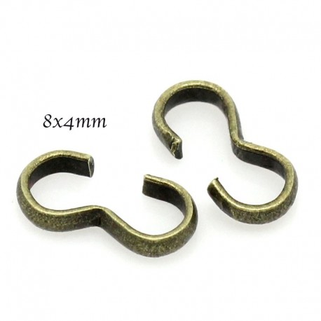 30 anneaux connecteur forme 3 bronze 8x4mm