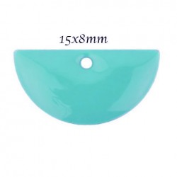 4 sequins demi lune émaillé laiton  bleu vert turquoise  15x8mm