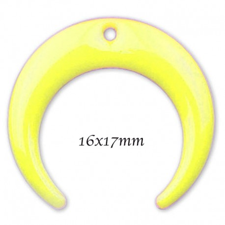 Double corne X2 laiton émail jaune 16x17mm