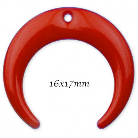 Double corne x2 laiton émail rouge 16x17mm