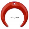 Double corne x2 laiton émail rouge 16x17mm