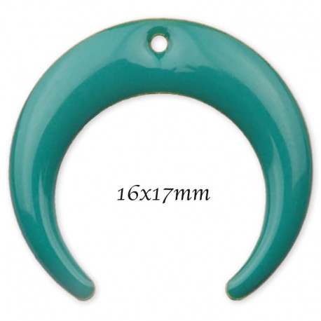 double corne émail vert x2 laiton 16x17mm