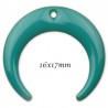 double corne émail vert x2 laiton 16x17mm