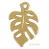 4 Breloques feuilles Monstera ocre jaune émail 19x13mm