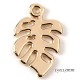 4 Breloques feuilles Monstera doré plaqué 19x13mm