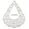 2 Estampes 50x38mm goutte argent plaqué mat