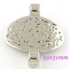 4 perles passante ovale  argente martele 39x31mm