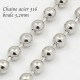 chaine x1 M acier inoxydable 316L boule argent 3,2mm