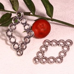 10 connecteurs losange metal argenté mat multi trou 29x19,5mm