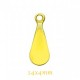 6 breloques sequin laiton goutte émail jaune 14x4mm