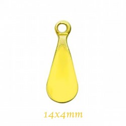 6 breloques sequin laiton goutte émail jaune 14x4mm