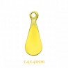5 breloques sequin laiton goutte émail jaune 14x4mm