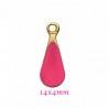 6 sequins goutte laiton email framboise 14x4mm