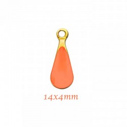 6 sequins goutte aliton email orange 14x4mm