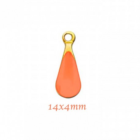 6 sequins goutte aliton email orange 14x4mm