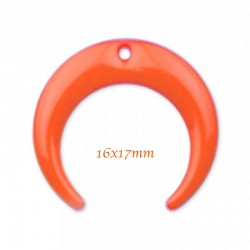Corne x2  laiton émaillé orange corail 16x7mm
