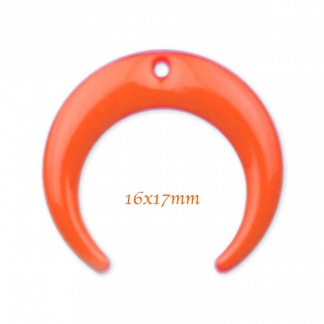 Corne x2  laiton émaillé orange corail 16x7mm