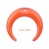 Corne x2  laiton émaillé orange corail 16x7mm
