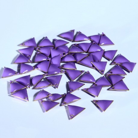 Sequin médaillon triangle émail lavande 8mm
