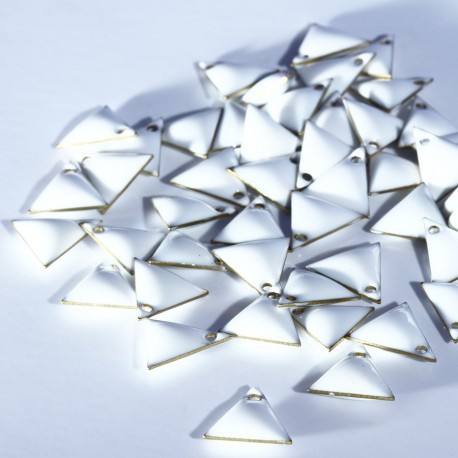 sequin médaillon triangle x6 émail blanc 8mm