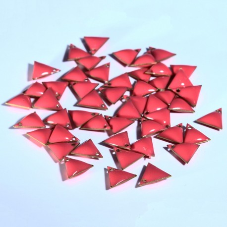 sequin médailoon triangle x6 émail corail 8mm