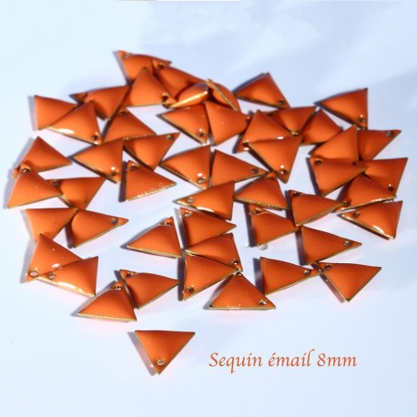 sequin médaillon triangle x6 émail orange 8mm