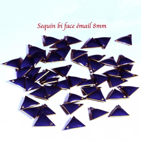 Sequin médaillon triangle x6 émail BLEU NUIT 8mm