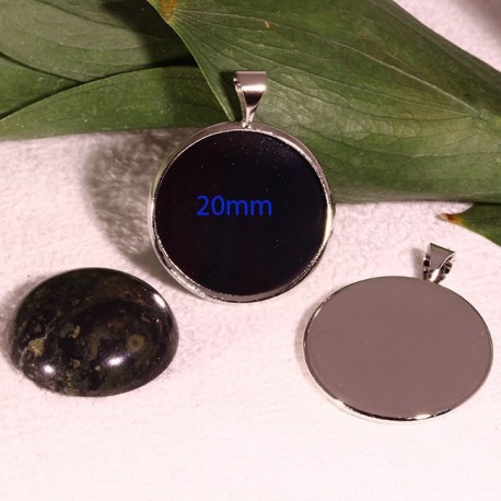 4 supports cabochon pendentif laiton platine 20mm