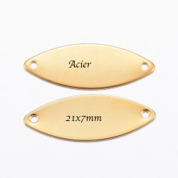 connecteurs x5  marquise ovale acier or 21x7mm