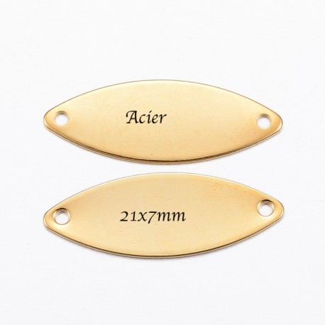 connecteurs x5  marquise ovale acier or 21x7mm