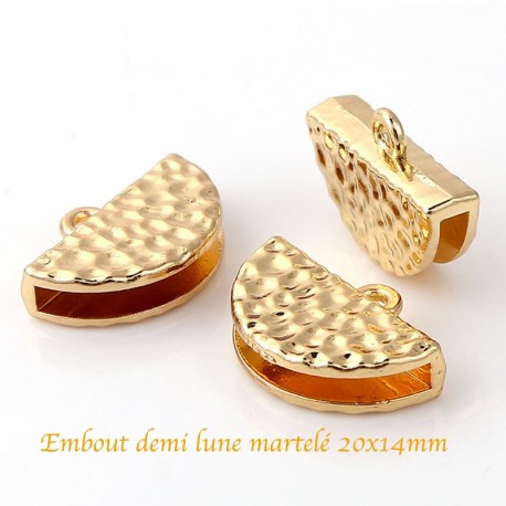 6Pcs embouts martelé demi lune or 20x14mm