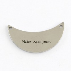 2 Pcs  connecteur demi lune acier 316L  24x13mm
